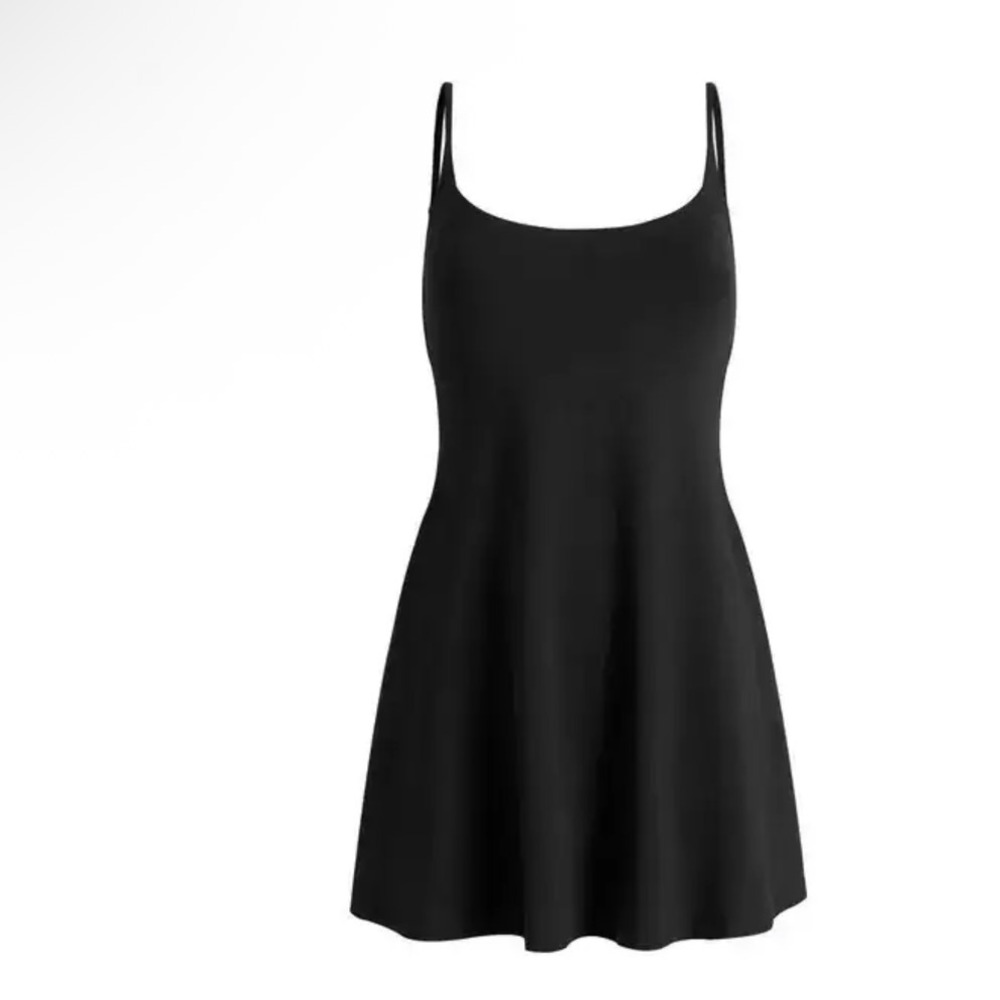 SKIMS Smooth Lounge Skimpy Strap Mini Dress Obsidian Black  Size M